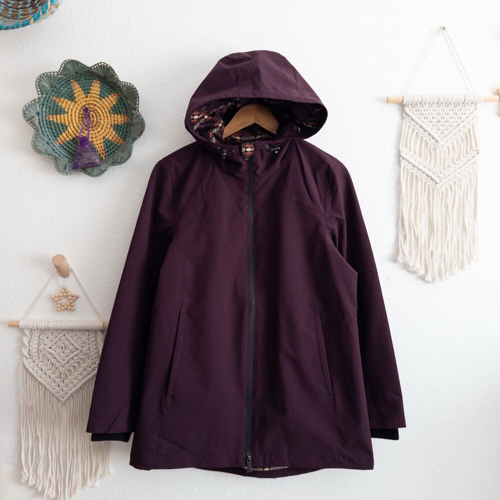 Pendleton Winterbloom Purple Tape Seam Hooded Rain Coat Size Small
